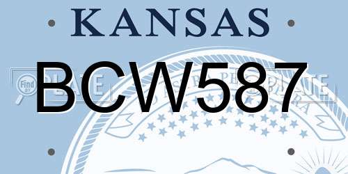 BCW587 Kansas License Plate