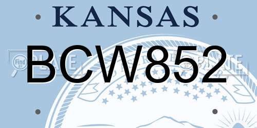 BCW852 Kansas License Plate