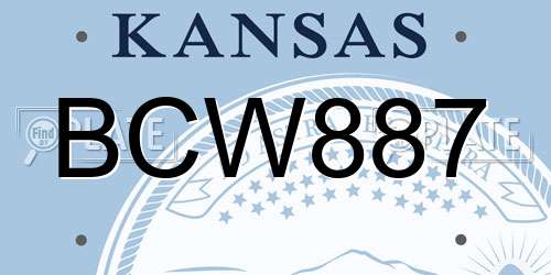 BCW887 Kansas License Plate