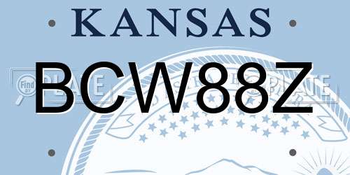 BCW88Z Kansas License Plate
