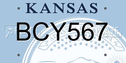 BCY567 Kansas License Plate