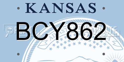 BCY862 Kansas License Plate
