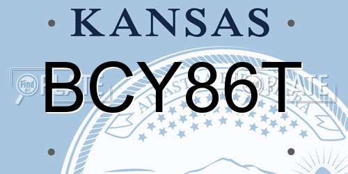 BCY86T Kansas License Plate
