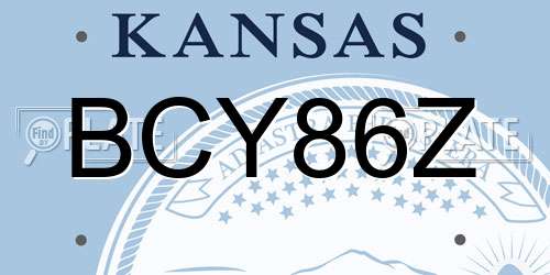 BCY86Z Kansas License Plate