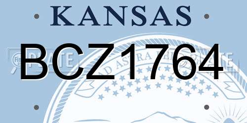 BCZ1764 Kansas License Plate