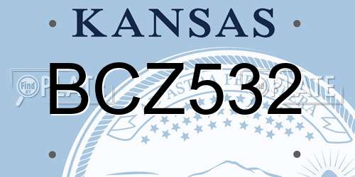 BCZ532 Kansas License Plate