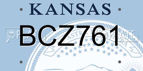 BCZ761 Kansas License Plate
