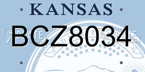 BCZ8034 Kansas License Plate