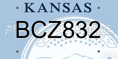 BCZ832 Kansas License Plate