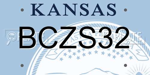 BCZS32 Kansas License Plate