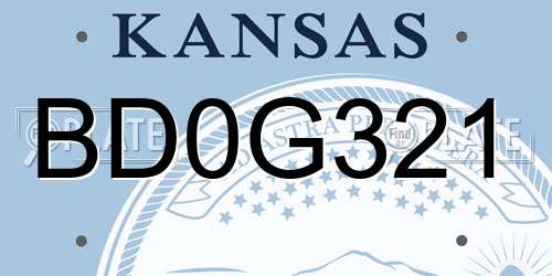BD0G321 Kansas License Plate