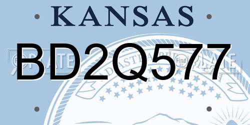 BD2Q577 Kansas License Plate
