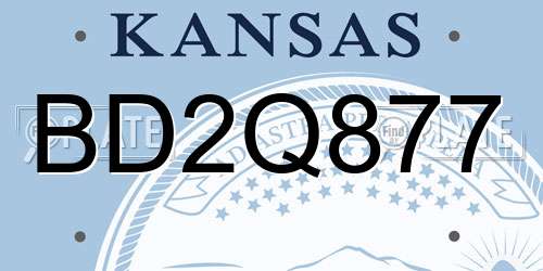 BD2Q877 Kansas License Plate