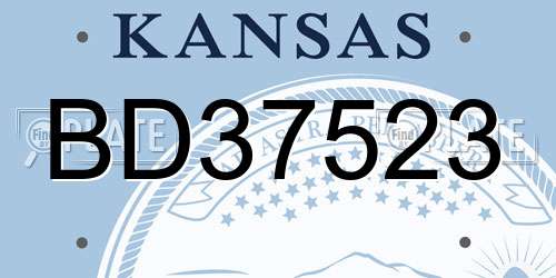 BD37523 Kansas License Plate