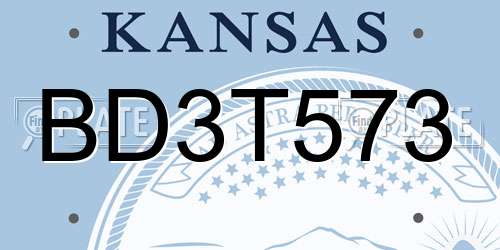 BD3T573 Kansas License Plate