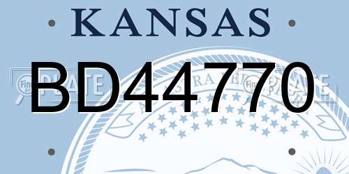 BD44770 Kansas License Plate