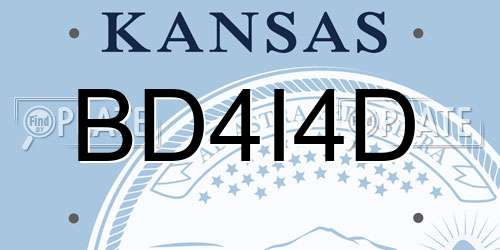 BD4I4D Kansas License Plate