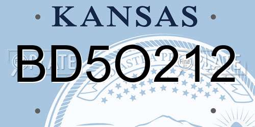 BD5O212 Kansas License Plate
