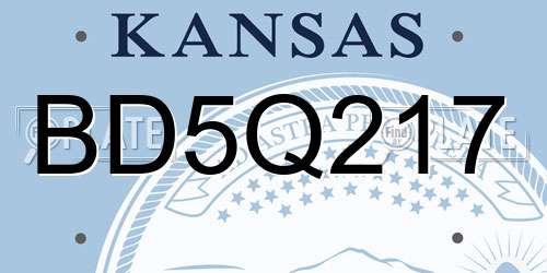 BD5Q217 Kansas License Plate