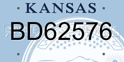 BD62576 Kansas License Plate