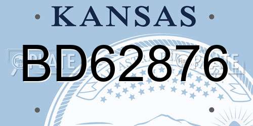 BD62876 Kansas License Plate