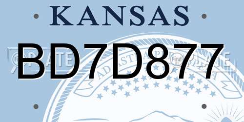 BD7D877 Kansas License Plate