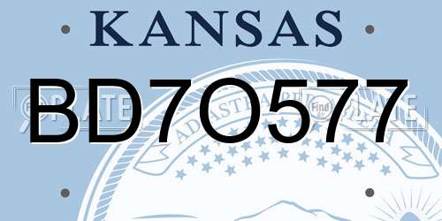 BD7O577 Kansas License Plate