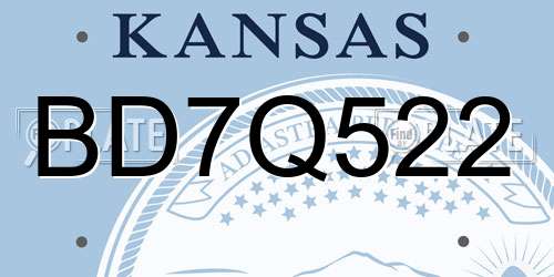 BD7Q522 Kansas License Plate