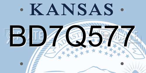 BD7Q577 Kansas License Plate
