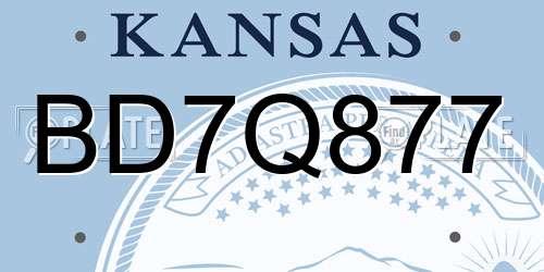 BD7Q877 Kansas License Plate