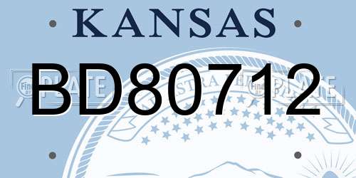 BD80712 Kansas License Plate