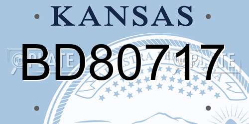 BD80717 Kansas License Plate