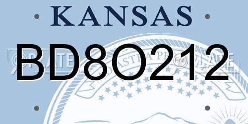 BD8O212 Kansas License Plate