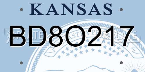 BD8O217 Kansas License Plate