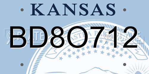 BD8O712 Kansas License Plate