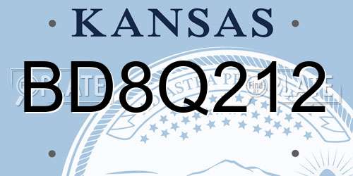 BD8Q212 Kansas License Plate