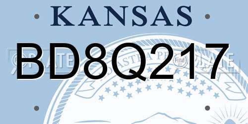 BD8Q217 Kansas License Plate