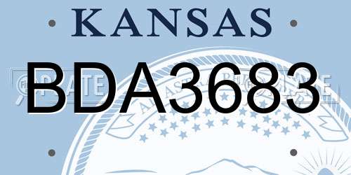 BDA3683 Kansas License Plate