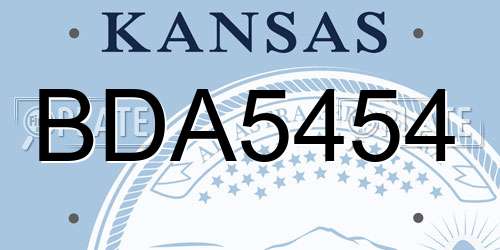 BDA5454 Kansas License Plate