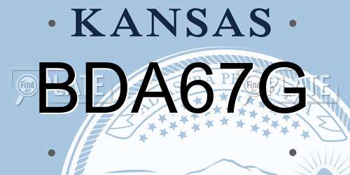 BDA67G Kansas License Plate
