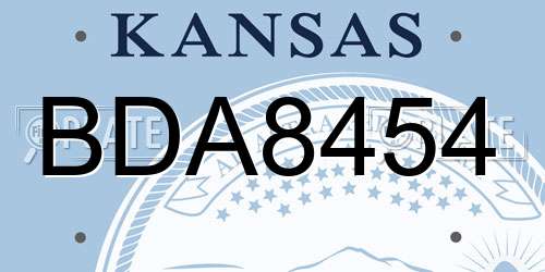 BDA8454 Kansas License Plate
