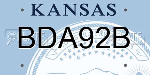 BDA92B Kansas License Plate