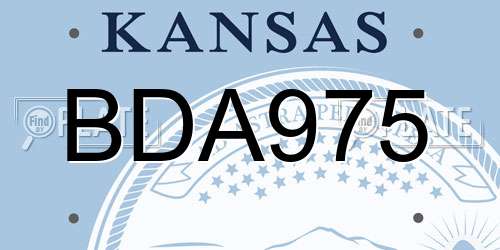 BDA975 Kansas License Plate