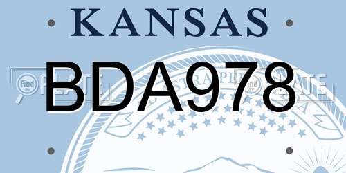 BDA978 Kansas License Plate