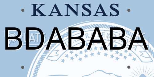 BDABABA Kansas License Plate