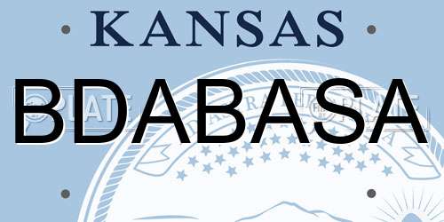 BDABASA Kansas License Plate