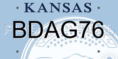 BDAG76 Kansas License Plate