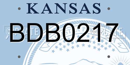BDB0217 Kansas License Plate