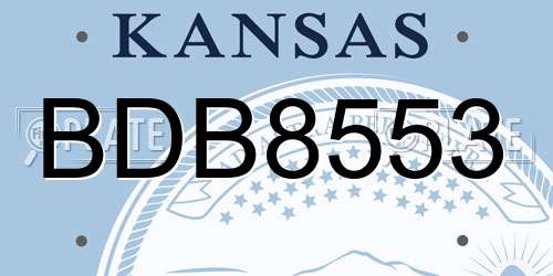 BDB8553 Kansas License Plate