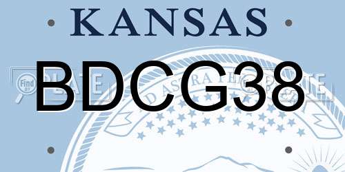 BDCG38 Kansas License Plate